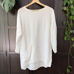 Elizabeth Suzann Lightweight Harper Linen Tunic in White Cream